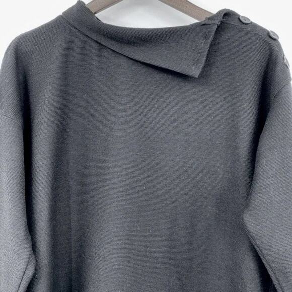 Max Studio Womens Button Shoulder Mock Pullover Sweater XL/Extra Large Black NWT - Picture 4 of 8